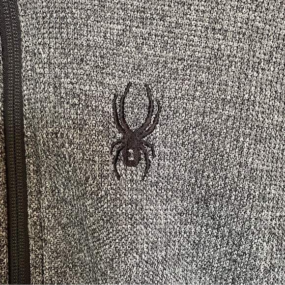 Spyder Sweater Mens Size Medium Pullover Half Zip Mock Neck Fleece Gray Black - Picture 4 of 10